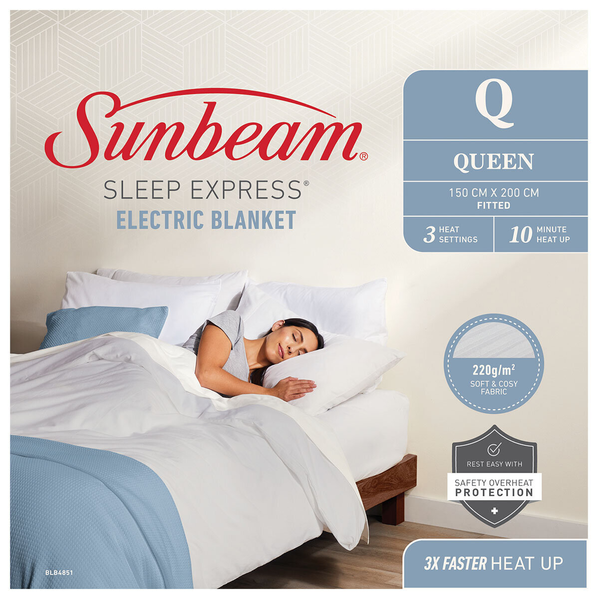 Sunbeam Sleep Express Boost Queen Bed Fitted Heated Blanket BLB4851