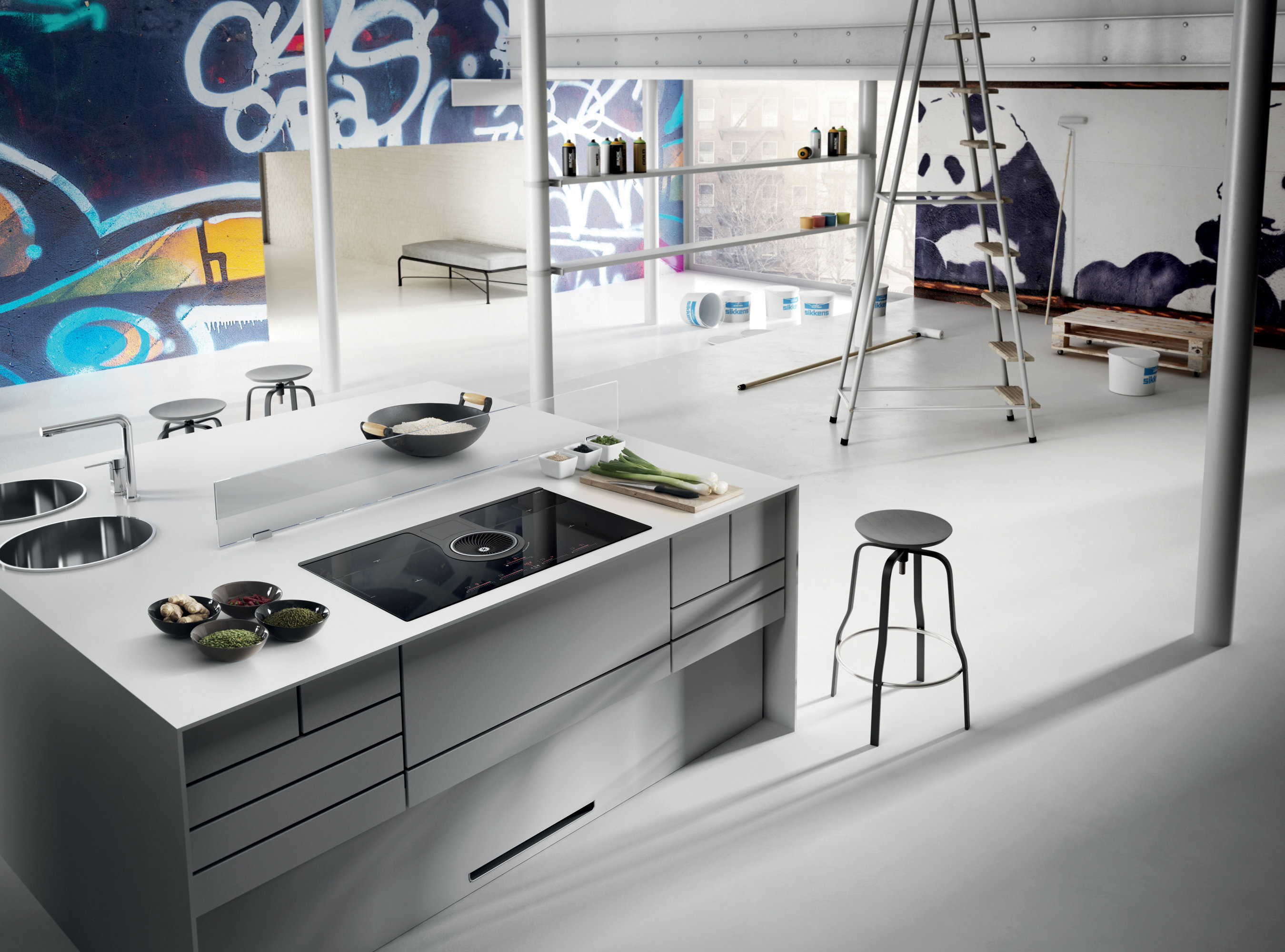 Elica 83cm Aspirating Induction Cooktop with Integrated Ventilation System NIKOLATESLAHPBLA83 hero image