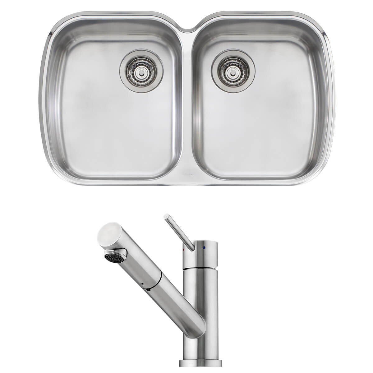 Oliveri Monet Double Bowl Sink and Essente Pull Out Tap Pack SS31615MO70U hero image