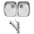 Oliveri Monet Double Bowl Sink and Essente Pull Out Tap Pack SS31615MO70U image NaN