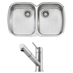 Oliveri Monet Double Bowl Sink and Essente Pull Out Tap Pack SS31615MO70U hero image