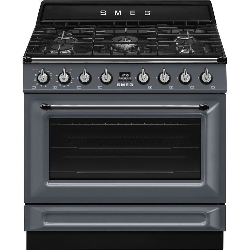 Smeg Complect SMEG 90cm Victoria Dual Fuel Pyrolytic Freestanding Cooker - Slate Grey ...