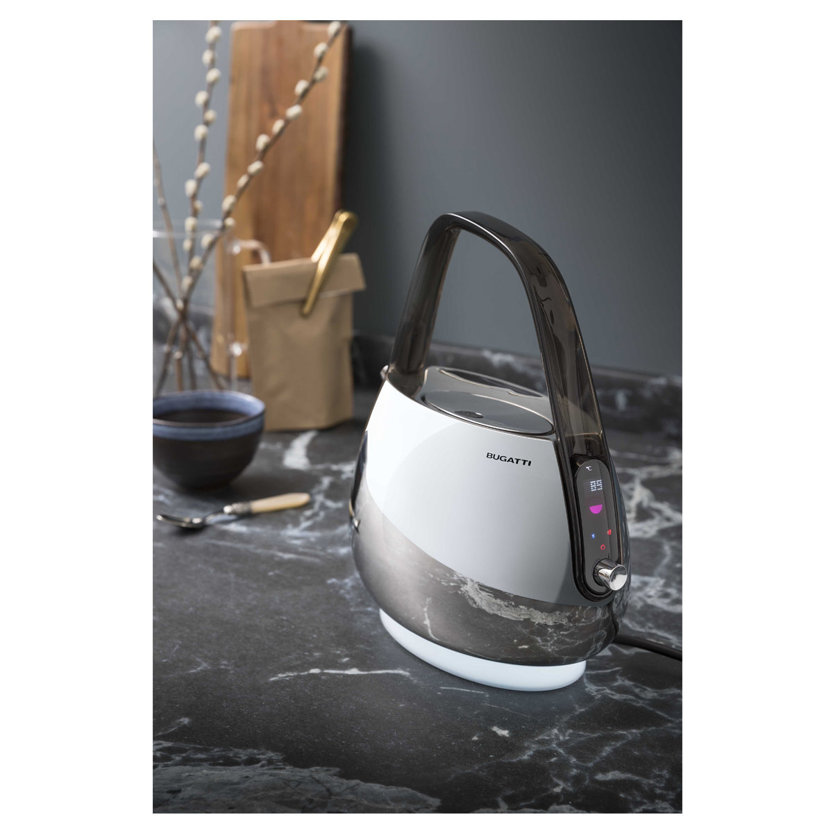 Bugatti Jacqueline Kettle with Smokey Handle Chrome 02-JQCRNU