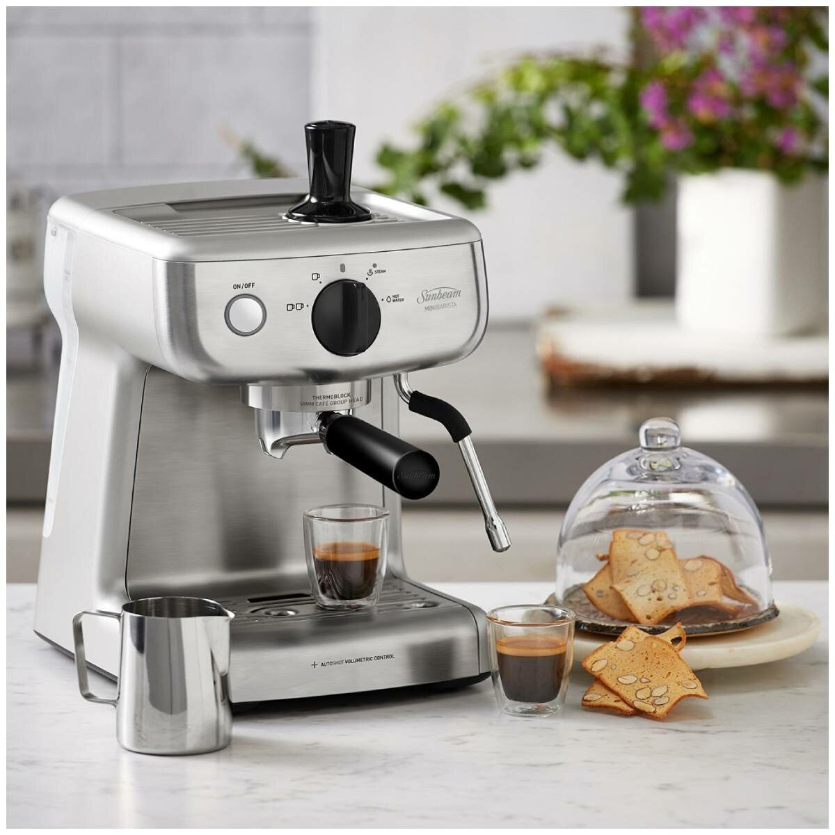 Sunbeam Mini Barista Espresso Coffee Machine Silver EM4300S Appliances Online
