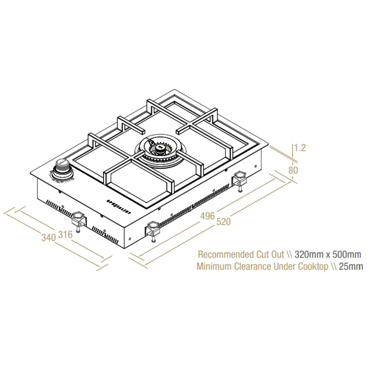 Spezialist 34cm Gas Cooktop With SS Inset Surface S30341SSNG hero image