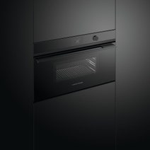 Fisher & Paykel 76cm Series 9 Contemporary Compact Combi-Microwave Oven Black Glass OM76NDTDB1 hero image