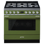 Smeg 90cm Portofino Freestanding Dual Fuel Oven/Stove Olive Green CPF9GPOGA hero image