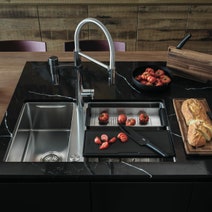 Franke Box Centre Double Bowl Sink with Small Bowl Left BWX220-54/27SBL hero image