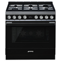 Smeg 90cm Portofino Freestanding Dual Fuel Oven/Stove Black CPF9GPBLA