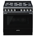 Smeg 90cm Portofino Freestanding Dual Fuel Oven/Stove Black CPF9GPBLA hero image
