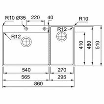 Franke Box Centre Double Bowl Sink with Small Bowl Right BWX220-54/27SBR hero image