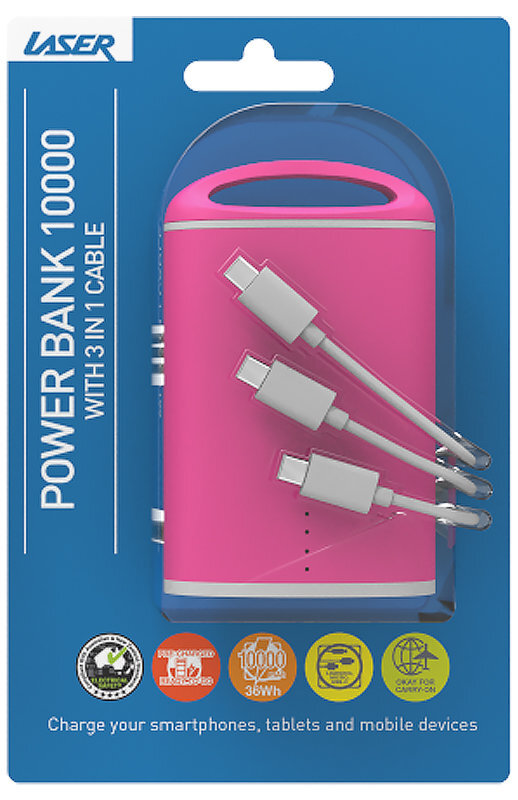 Laser PB-RT10K-PNK Round Tube 10000mAh Power Bank Appliances Online