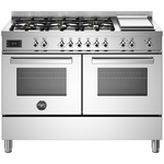 Bertazzoni 120cm Professional Dual Fuel Freestanding Stainless Steel Oven with Griddle Stainless Steel PRO126G2EXT hero image