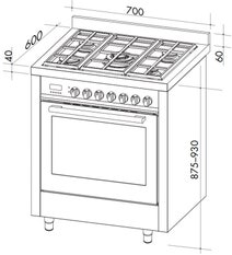 Artusi AFGG701X 70cm Freestanding Natural Gas Oven/Stove hero image