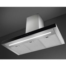 Smeg 90cm Universale Canopy Rangehood Stainless Steel with Black Glass Front KBT9L4VN hero image