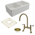 Turner Hastings Novi 85 Double Bowl Butler Sink Pack with Brushed Brass Ludlow Bridge Mixer Tap and Accessories PKG014 image NaN