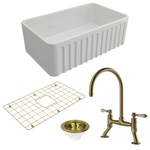 Turner Hastings Novi 75 Butler Sink Pack with Brushed Brass Ludlow Bridge Mixer Tap and Accessories PKG020 hero image