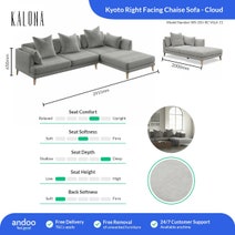 Kalona KYOTO Right Facing Chaise Sofa Cloud WS-205-RC-VILA-11 hero image