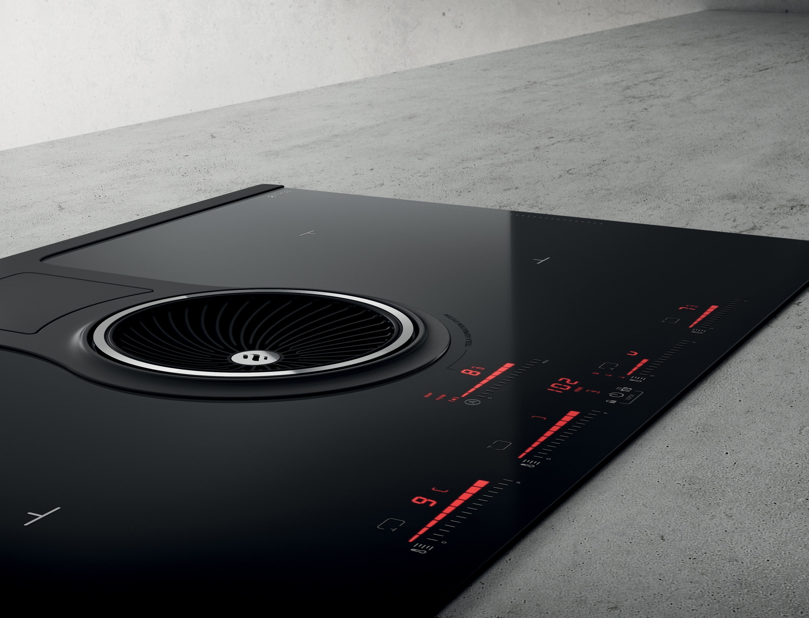 Elica 83cm Aspirating Induction Cooktop with Integrated Ventilation System NIKOLATESLAHPBLA83 hero image