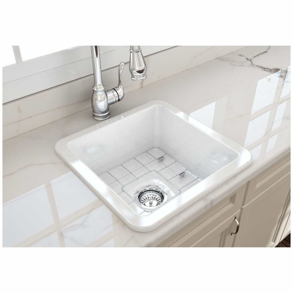 Turner Hastings Cuisine Inset-Undermount Fine Fireclay Sink Gloss White CU46FS hero image