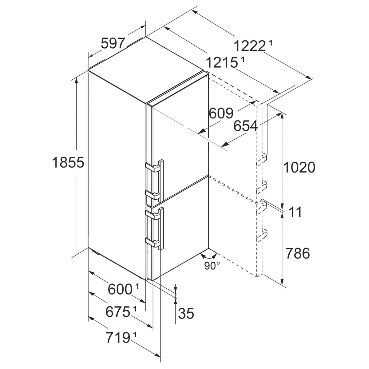 Liebherr 332L Bottom Mount Fridge with Easy Fresh and VarioTemp Left Hinge SCNSDH5253LHH hero image
