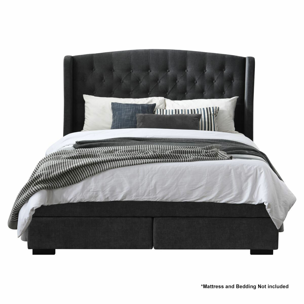 Ostro Warner Licorice King Bed Base & Bedhead 2 Drawer Licorice BDWARNVELI1502 hero image