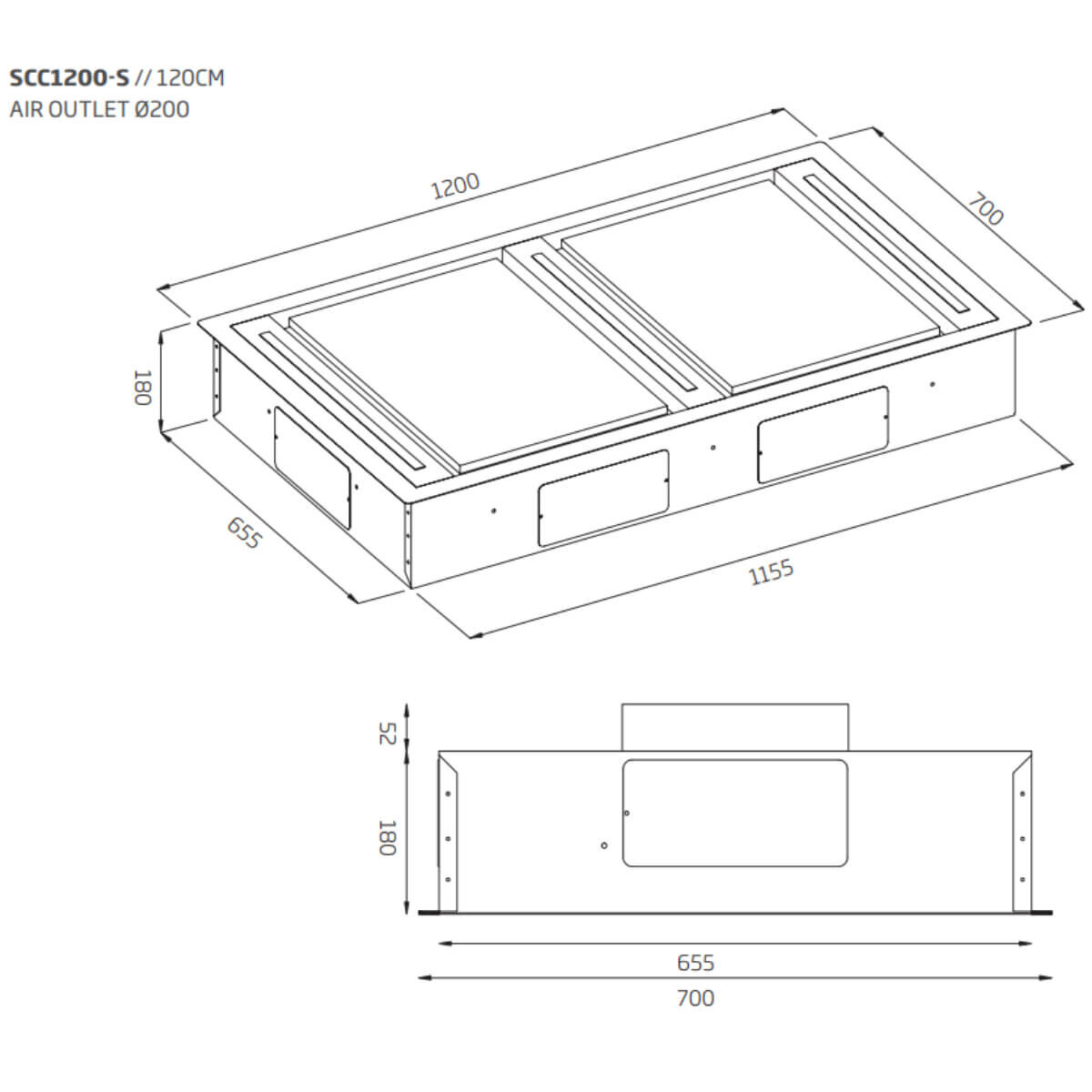 Schweigen 120cm White Ceiling Cassette Rangehood with ISO Drive SP Twin Motors SCC1200W-SP2PAK hero image