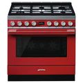 Smeg 90cm Portofino Freestanding Dual Fuel Oven/Stove Coral Red CPF9GPRA 