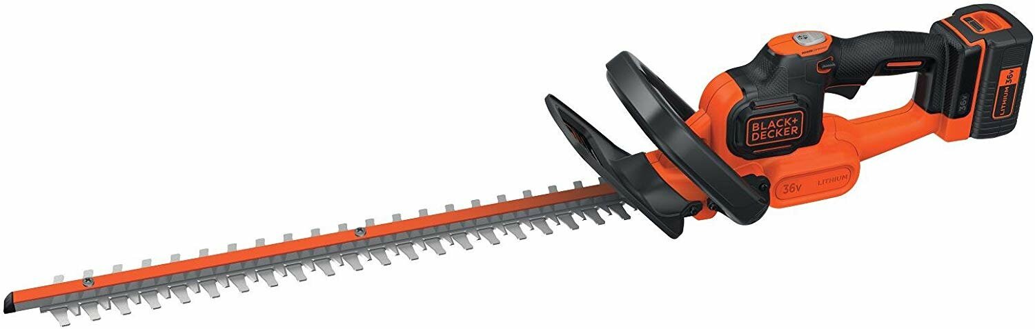Black and decker long reach cordless hedge hot sale trimmer 36v