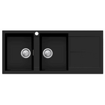 Oliveri Santorini Double Bowl Topmount Sink with Right Hand Drainer Matte Black ST-MB1516-OF hero image