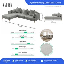 Kalona KYOTO Left Facing Chaise Sofa Cloud WS-205-LC-VILA-11 hero image
