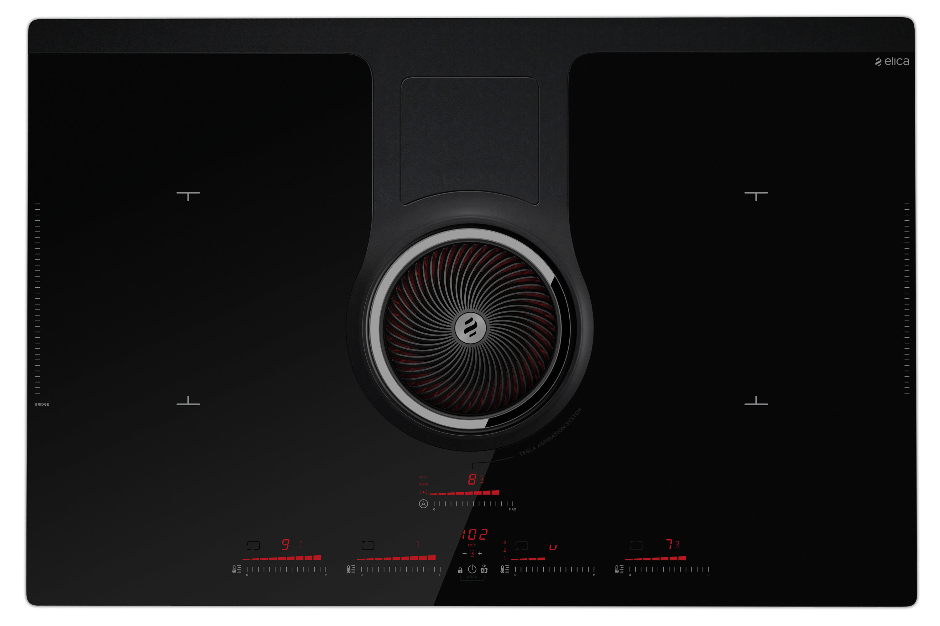 Elica 83cm Aspirating Induction Cooktop with Integrated Ventilation System NIKOLATESLAHPBLA83 hero image
