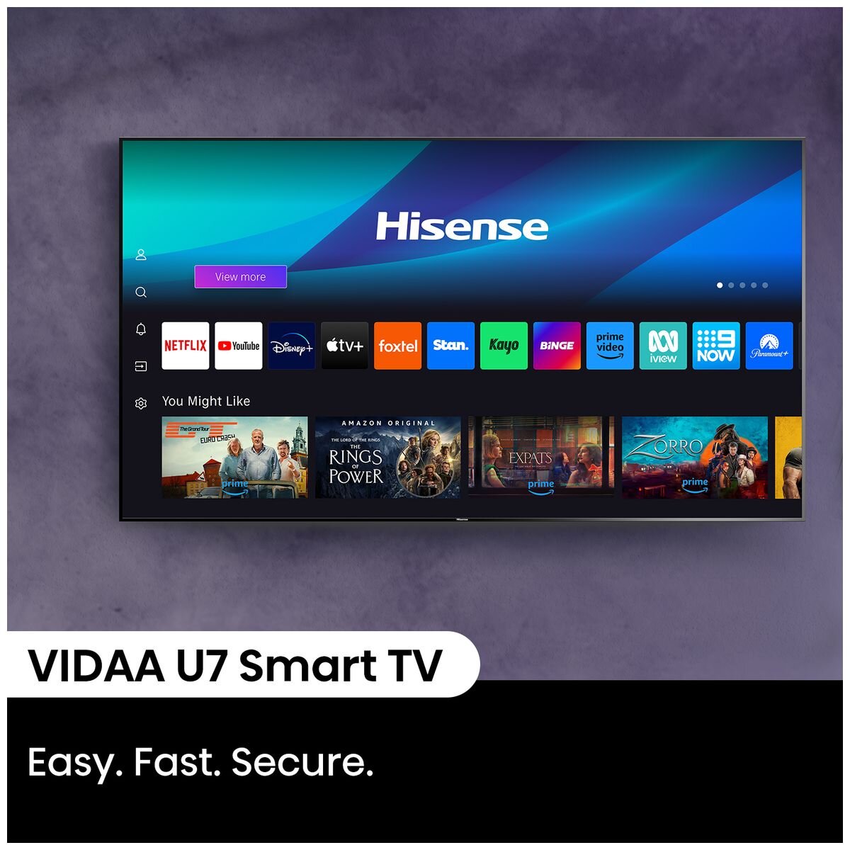 Hisense 75 Inch U7N ULED 4K Mini LED Smart TV 75U7NAU hero image
