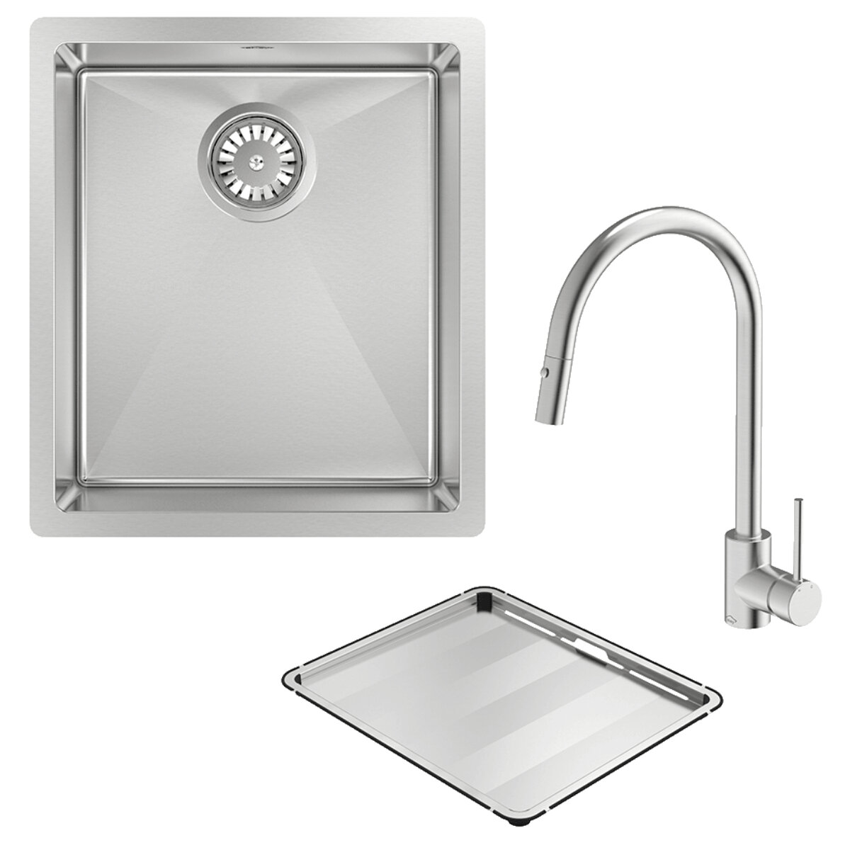 Abey Alfresco 340 Single Bowl Sink with Drain Tray and Gareth Ashton Pull Out Kitchen Mixer Tap FRA340T15 hero image