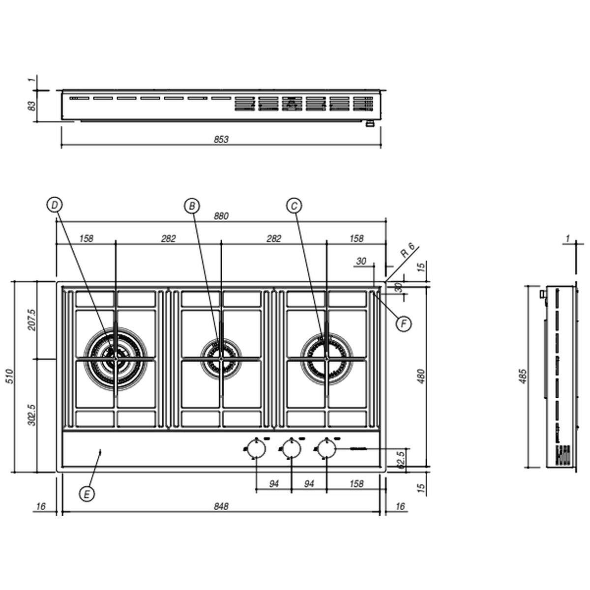 Barazza 90cm Lab Evolution Natural Gas Cooktop 1PLE2D hero image