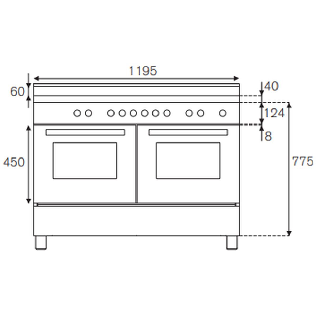 Bertazzoni 120cm Professional Dual Fuel Freestanding Red Oven with Griddle PRO126G2EROT hero image