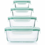 OXO Four Piece Smart Seal Glass Rectangular Container Set 48584 hero image