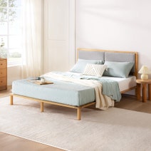 Zinus Arden Queen Bamboo Wood Bed Frame with Upholstered Headboard AU-FPWNH8ZC-08Q hero image