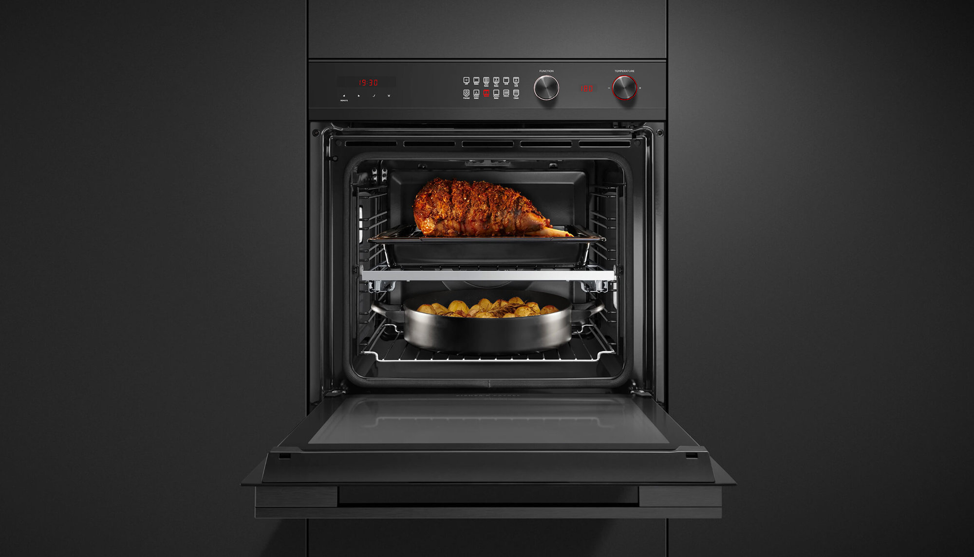 Fisher & Paykel Series 9 60cm Minimal Pyrolytic Built-In Oven Black Glass OB60SD11PB1 hero image