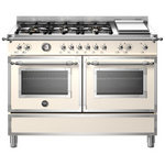 Bertazzoni 120cm 6 Burner + Griddle Plate Dual Fuel Heritage Series Upright Stove HER126G2EAVT hero image