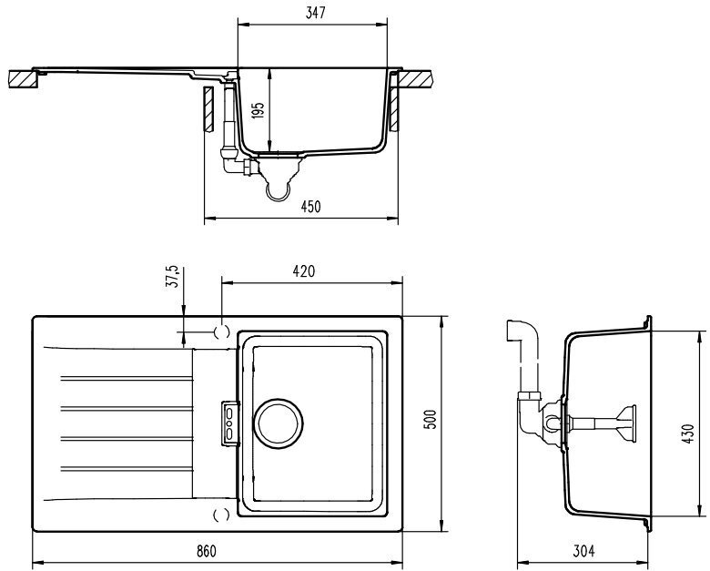 Abey D100R Schock Signus Single Bowl Sink with Drainer hero image