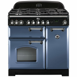 Falcon 90cm Classic Deluxe Freestanding Dual Fuel Oven/Stove Stone Blue and Chrome CDL90DFSBCH hero image