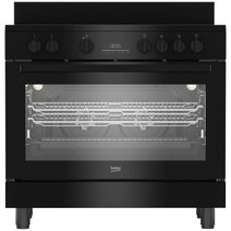 Beko 90 cm Black Twin Fan Freestanding Oven with Ceramic Cooktop BFCB917CMB hero image