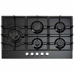 Euro Appliances 90cm Black Tempered Glass Gas Cooktop ECT900GBK2 hero image