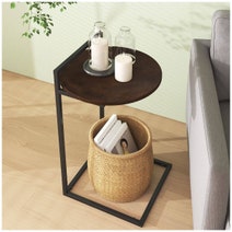 Zinus Round Metal and Wood Bedside Table Dark Brown AU-UTNST3-24B hero image