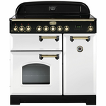 Falcon 90cm Classic Deluxe Freestanding Induction Oven/Stove White and Brass CDL90EIWHBR hero image