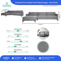 Ostro Freycinet 4 Seater Left Hand Chaise Sofa Grey Stone U6250ZLHFMERGST hero image