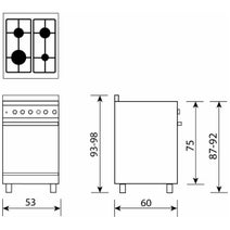 Glem 53cm Natural Gas Oven & Cooktop Freestanding Oven with Electric Grill Stainless Steel GB534GG hero image