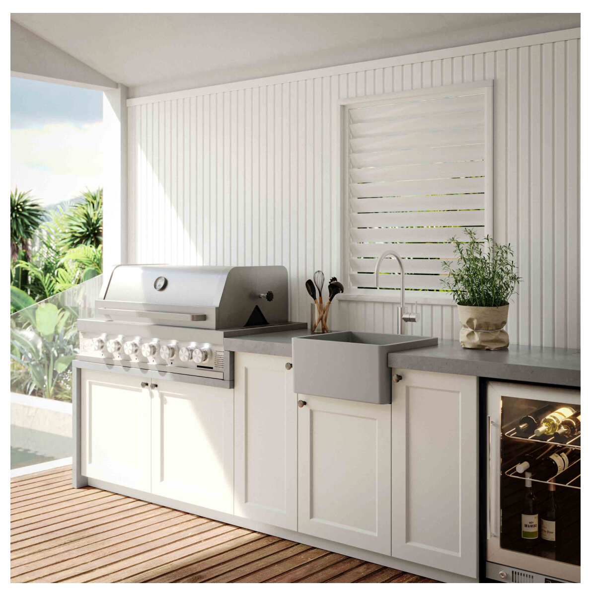 Turner Hastings Novi 60 x 46 Fine Fireclay Single Bowl Butler Sink Concrete NO604FS-CL hero image