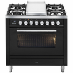 ILVE Professional Plus Series 90cm 6 Burner & Teppanyaki Freestanding Electric Oven with Milano Knobs P09FDWE3BK hero image